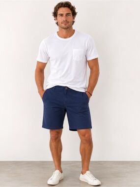 AussieBum Navy Chino Shorts Red Contrast Stitching Size L Stretch Cotton Shorts